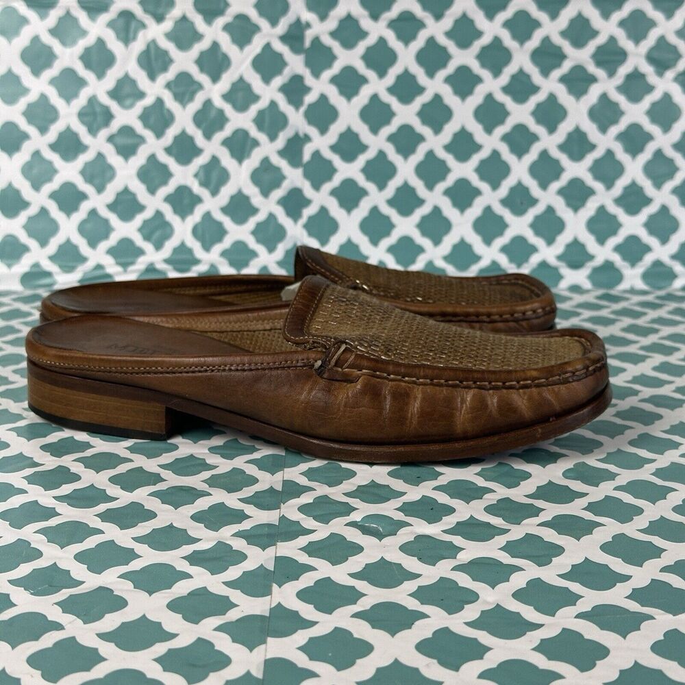 Sesto Meucci Giana Woven Tan Leather Mule Women’s Size 6